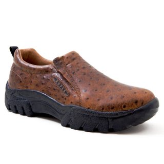 ROPER | MEN'S PERFORMANCE SLIP ON VINTAGE TAN LEATHER EMBOSSED OSTRICH-TAN | STYLISH OUTLET