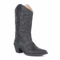 ROPER | WOMEN'S FASHION COWBOY BOOT VINTAGE BLACK FAUX LEATHER WITH GLITTER UNDERLAY-BLACK | STYLISH OUTLET