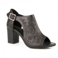 ROPER | WOMEN'S BLACK FLORAL TOOLED LEATHER FASHION OPEN TOE SANDAL-BLACK | STYLISH OUTLET
