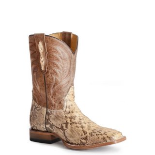 ROPER | MEN'S NATURAL TAN BACKCUT PYTHON VAMP SQUARE TOE BOOT WITH TAN SHAFT-TAN | STYLISH OUTLET