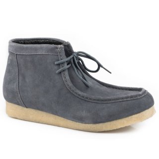 ROPER | MEN'S GREY SUEDE LEATHER GUM SOLE CHUKKA WITH TWO EYELET LACE UP-GREY | STYLISH OUTLET