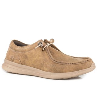 ROPER | MEN'S TAN VINTAGE LEATHER CHUKKA WITH TWO EYELETS ELASTIC LACES-TAN | STYLISH OUTLET