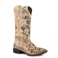 ROPER | WOMEN'S 12 IN LEATHER BOOT WITH UNDERAY ON VAMP AND SHAFT-TAN | STYLISH OUTLET