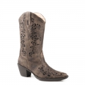 ROPER | WOMEN'S FASHION COWBOY BOOT BROWN FAUX LEATHER WITH METALLIC UNDERLAY-BROWN | STYLISH OUTLET