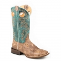 ROPER | MEN'S WAXY BROWN EMB LEATHER VAMP-TAN | STYLISH OUTLET