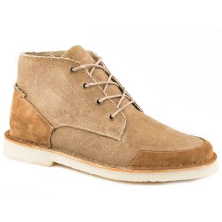 ROPER | MEN'S GUM SOLE CHUKKA 4 EYELET LACE UP WAXY TAN CANVAS WITH TAN SUEDE BUMPER-TAN | STYLISH OUTLET