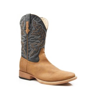 ROPER | MEN'S COWBOY BOOT FAUX LEATHER TAN TUMBLED VAMP WITH NAVY STITCHED UPPER-TAN | STYLISH OUTLET