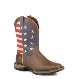 ROPER | MEN'S BROWN VAMP COWBOY BOOT WITH FLAG SHAFT PATTERN-BROWN | STYLISH OUTLET