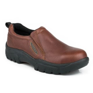 ROPER | MEN'S PERFORMANCE SLIP ON BROWN TUMBLED LEATHER-BROWN | STYLISH OUTLET