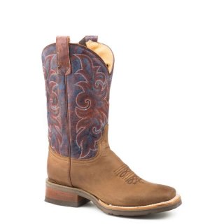 ROPER | WOMEN'S CONCEALED CARRY LEATHER COWBOY BOOT OILED BROWN VAMP WITH BITONE ORANGE AND BLUE UPPER-BROWN | STYLISH OUTLET