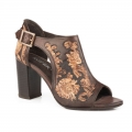 ROPER | WOMEN'S BROWN BEIGE FLORAL TOOLED LEATHER FASHION OPEN TOE SANDAL-BROWN | STYLISH OUTLET