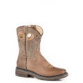 ROPER | WOMEN'S BURNISHED TAN LEATHER VAMP SHAFT BOOT WITH REST REMOVABLE INSOLE-GEO SOLE-BROWN | STYLISH OUTLET