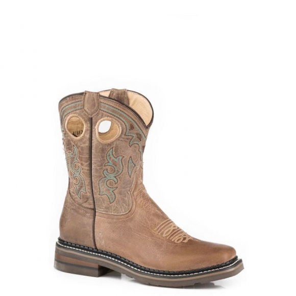 ROPER | WOMEN'S BURNISHED TAN LEATHER VAMP SHAFT BOOT WITH REST REMOVABLE INSOLE-GEO SOLE-BROWN | STYLISH OUTLET