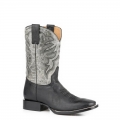 ROPER | MEN'S BLACK LEATHER VAMP SQUARE TOE BOOT WITH GREY LEATHER SHAFT-BLACK | STYLISH OUTLET