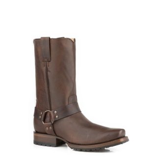 ROPER | MEN'S BROWN LEATHER VAMP SHAFT BIKER TOE WITH HARNESS-BROWN | STYLISH OUTLET