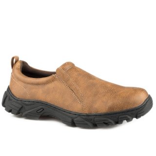 ROPER | MEN'S PERFORMANCE SLIP ON TAN TUMBLED FAUX LEATHER-TAN | STYLISH OUTLET