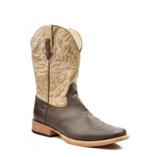 ROPER | MEN'S COWBOY BOOT FAUX LEATHER BROWN VAMP WITH TAN STITCHED UPPER-BROWN | STYLISH OUTLET