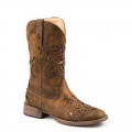 ROPER | WOMEN'S COGNAC FAUX LEATHER SQUARE TOE-BROWN | STYLISH OUTLET