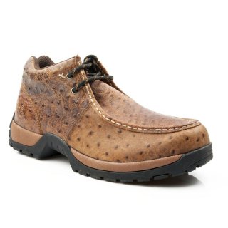 ROPER | MEN'S PERFORMANCE LITE SOLE 2 EYELET CHUKKA ANKLE BOOT BROWN LEATHER EMBOSSED OSTRICH-BROWN | STYLISH OUTLET