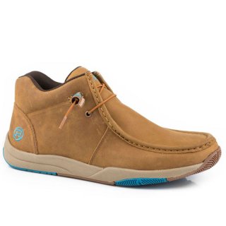 ROPER | MEN'S TAN OILED LEATHER CHUKKA WITH TWO EYELETS ELASTIC LACES-TAN | STYLISH OUTLET