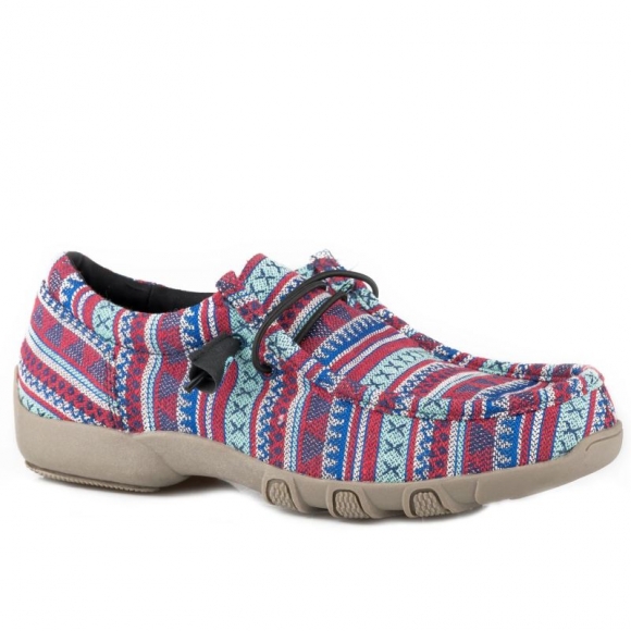 ROPER | WOMEN'S BLUE AZTEC CANVAS CHUKKA WITH ELASTIC LACES-BLUE | STYLISH OUTLET