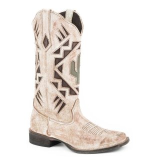 ROPER | WOMEN'S 12 IN LEATHER BOOT WITH CACTUS UNDERAY ON SHAFT-TAN | STYLISH OUTLET