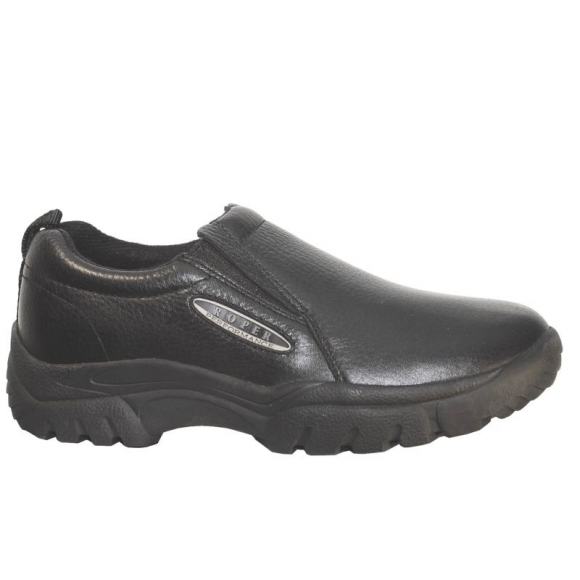 ROPER | MEN'S PERFORMANCE SLIP ON SMOOTH BLACK TUMBLED LEATHER-BLACK | STYLISH OUTLET