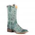ROPER | WOMEN'S VINTAGE TURQUOISE LEATHER VAMP SHAFT BOOT WITH ALL OVER EMBROIDERY-BLUE | STYLISH OUTLET