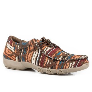 ROPER | WOMEN'S MULTI BROWN AZTEC CANVAS CHUKKA WITH TWO EYELETS ELASTIC LACES-BROWN | STYLISH OUTLET