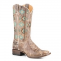 ROPER | WOMEN'S BROWN VAMP SHAFT BOOT WITH NATIVE EMBROIDERED SHAFT-BROWN | STYLISH OUTLET