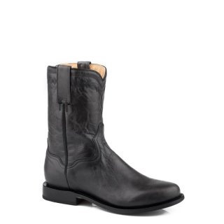 ROPER | MEN'S SHINY BLACK VAMP SHAFT ROPER TOE BOOT-BLACK | STYLISH OUTLET