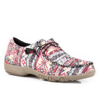 ROPER | WOMEN'S PINK AZTEC CANVAS CHUKKA WITH TWO EYELETS ELASTIC LACES-PINK | STYLISH OUTLET