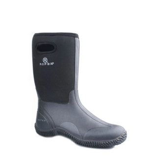 ROPER | MEN'S BARNYARD BOOT BLACK NEOPRENE UPPER WITH PULL HOLE AND RUBBER BOTTOM-BLACK | STYLISH OUTLET