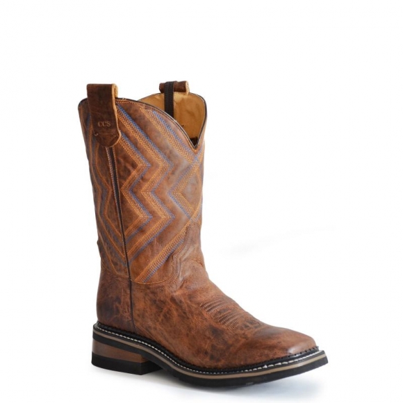 ROPER | MEN'S TAN LEATHER VAMP SHAFT SQUARE TOE BOOT WITH EMBROIDERED SHAFT-CONCEALED CARRY SYSTEM-TAN | STYLISH OUTLET