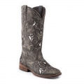 ROPER | WOMEN'S 12 IN LEATHER BOOT WITH UNDERAY ON VAMP AND SHAFT-TAN | STYLISH OUTLET