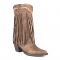 ROPER | WOMEN'S FASHION COWBOY BOOT BROWN FAUX LEATHER FRING AND EMBROIDERED DESIGN-BROWN | STYLISH OUTLET