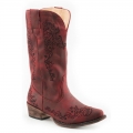 ROPER | WOMEN'S FASHION COWBOY BOOT VINTAGE RED FAUX LEATHER AND ALL OVER EMBROIDERY-RED | STYLISH OUTLET
