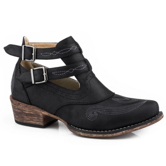 ROPER | WOMEN'S ALL OVER VINTAGE BLACK SHORTY BOOT-BLACK | STYLISH OUTLET
