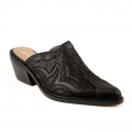 ROPER | WOMEN'S FASHION MULE BLACK FAUX LACED LEATHER WITH UNDERLAY-BLACK | STYLISH OUTLET