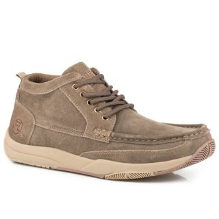 ROPER | MEN'S BROWN SUEDE LEATHER CHUKKA WITH FIVE EYELETS ELASTIC LACES-BROWN | STYLISH OUTLET
