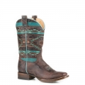 ROPER | WOMEN'S BROWN LEATHER VAMP SHAFT BOOT WITH NATIVE EMBROIDERED SHAFT-SIDEWINDER-BROWN | STYLISH OUTLET