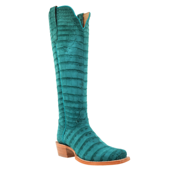Latest R Watson Women'S Sueded Alligator Narrow Square 17"- Turquoise