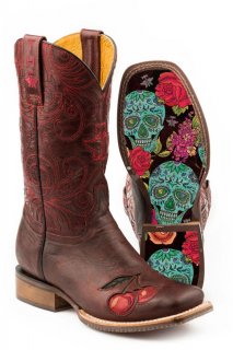 TIN HAUL WOMEN'S MON CHERRY WITH SKULL AND ROSES SOLE-RED STYLISH OUTLET