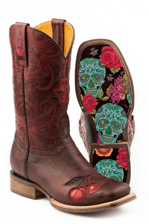 TIN HAUL WOMEN'S MON CHERRY WITH SKULL AND ROSES SOLE-RED STYLISH OUTLET