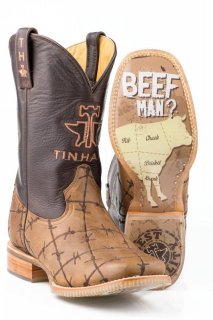 TIN HAUL MEN'S DON'T FENCE ME IN WITH BUTCHER SHOP SOLE-BROWN STYLISH OUTLET
