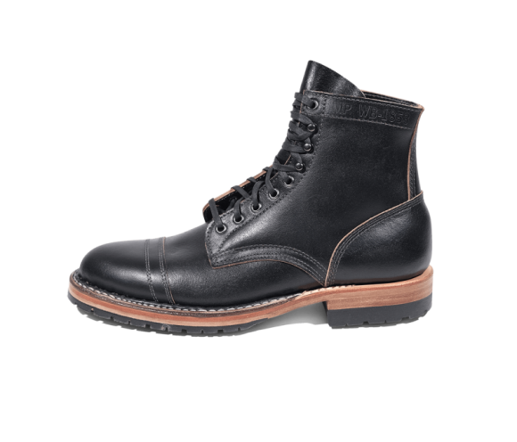 White's Boots | Men's MP-Sherman Toe Cap (Half Lug)-Black Waxed Flesh | Free Shipping