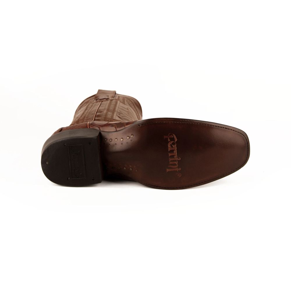 New Arrivals Ferrini Men's Stallion - American Alligator-Cognac