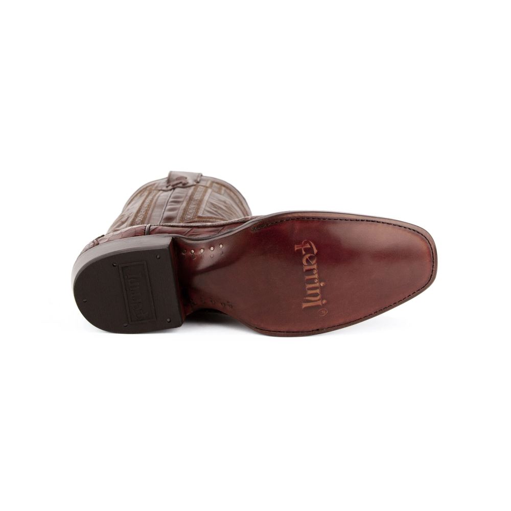 New Arrivals Ferrini Men's Stallion - American Alligator-Chocolate